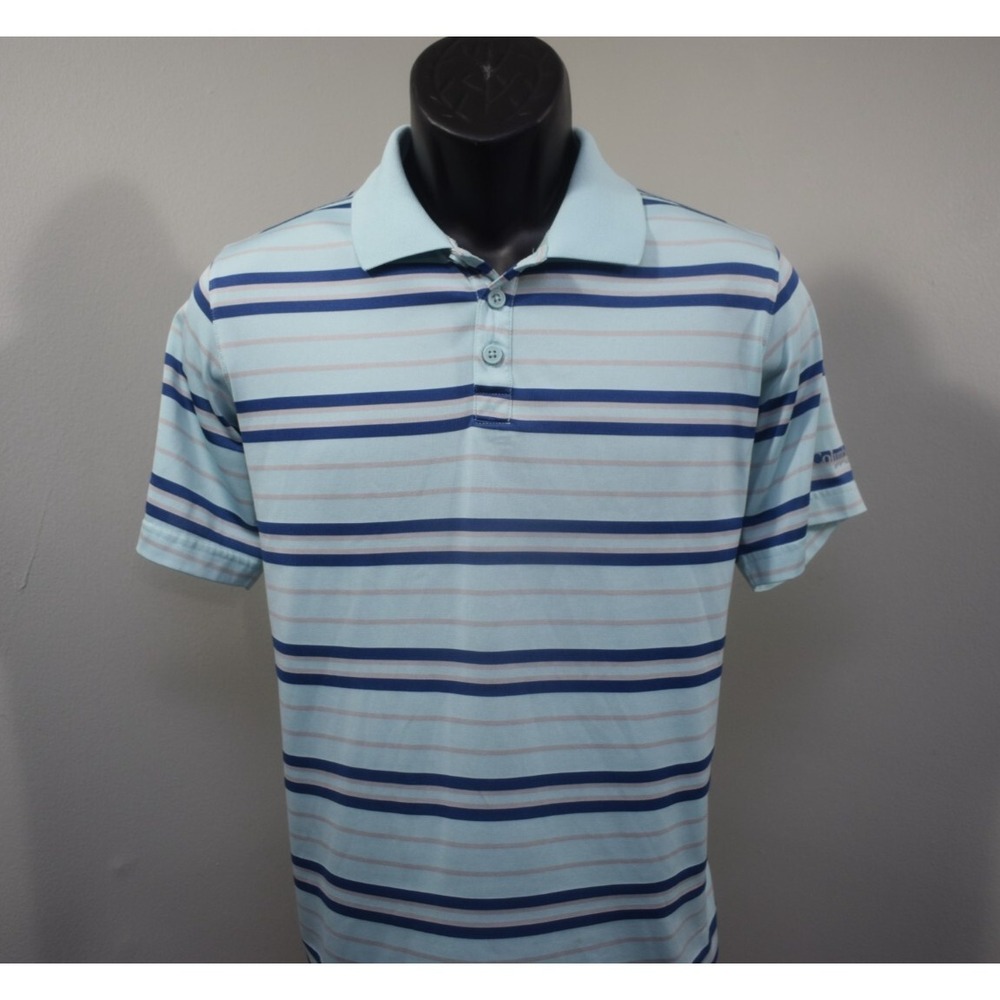 Columbia PFG Golf Polo Shirt Striped Omni Wick Short Sleeve Fishing Mens Medium
